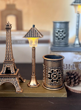 1067创意学生礼品仿古铁塔笔筒摆件学生礼品白色沙漏礼物桌面摆件