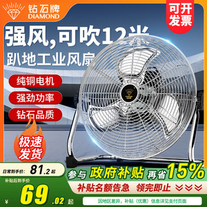 钻石牌趴地扇落地电风扇大风力