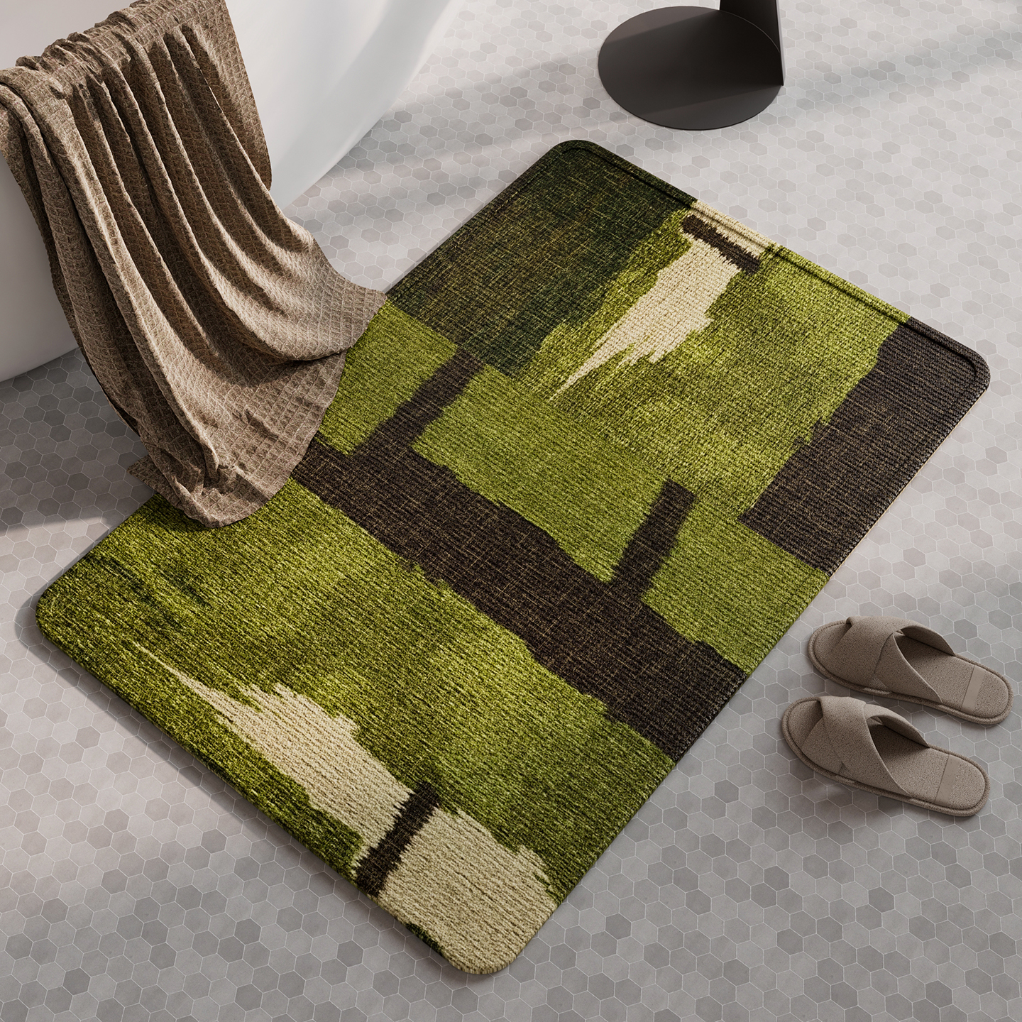 轻奢卫生间亚麻编织地垫吸水防滑