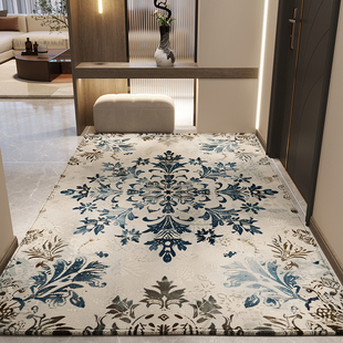 入户门内地垫高档欧式蓝色进门垫别墅大门口脚垫玄关客厅地毯定制