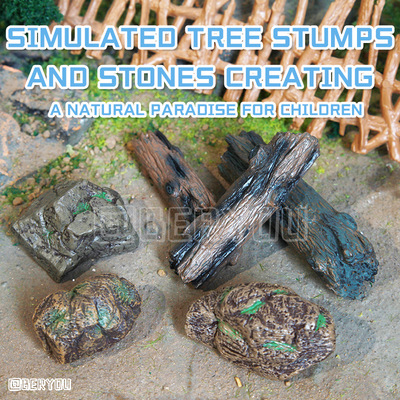 仿真树桩树枝模型石头假山摆件
