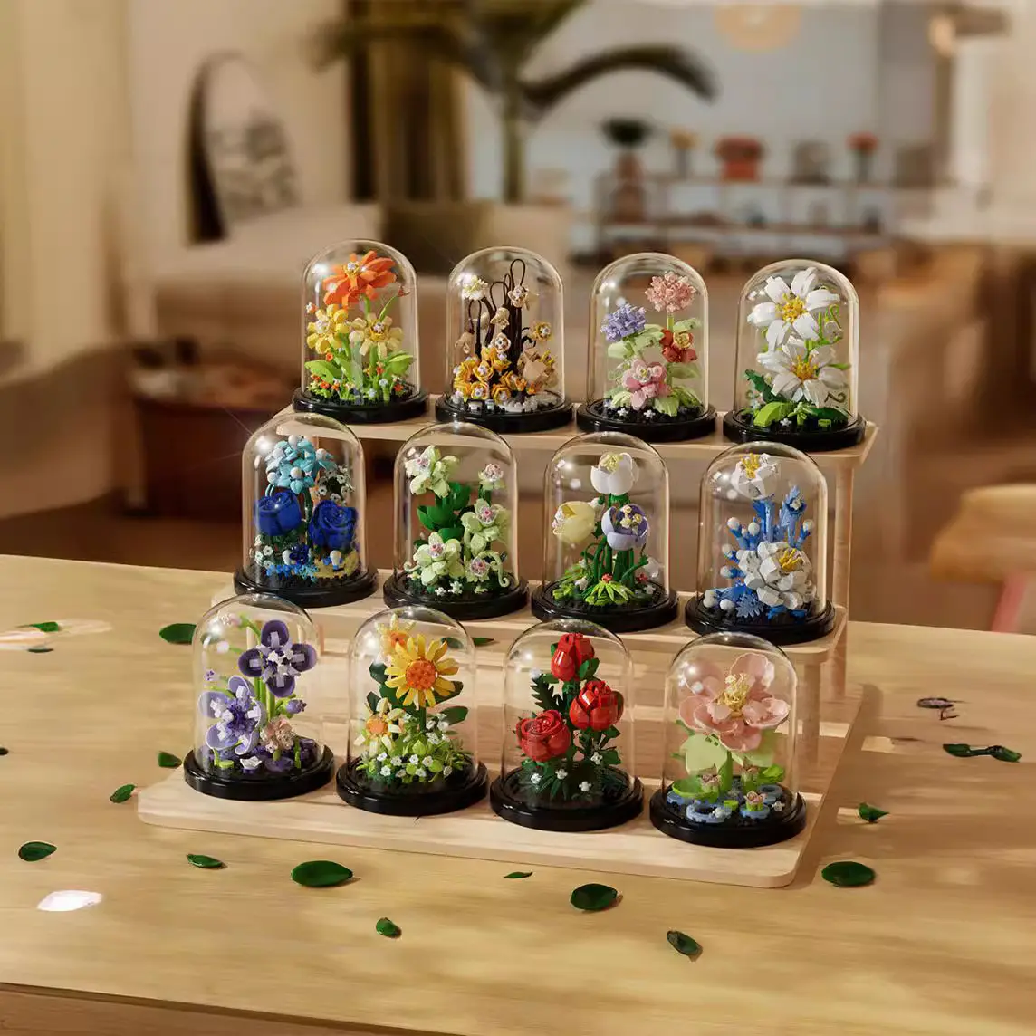 兼容积木花盆栽花束摆件小颗粒拼装玩具益智力男孩礼物塑料/塑胶