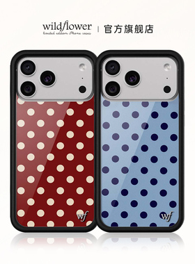Wildflower红色&蓝色波点手机壳Polka Dot适用苹果iPhone17/16/15/14/Pro/Max硬壳全包保护套硅胶防摔wf复古