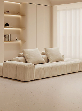 双面坐沙发2025年新款侘寂奶油风saba像素大横厅客厅背靠背组合