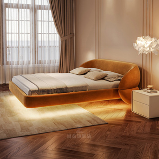 2026新款悬浮床感应灯条2米x2米2大床主卧广东佛山设计师高端家具