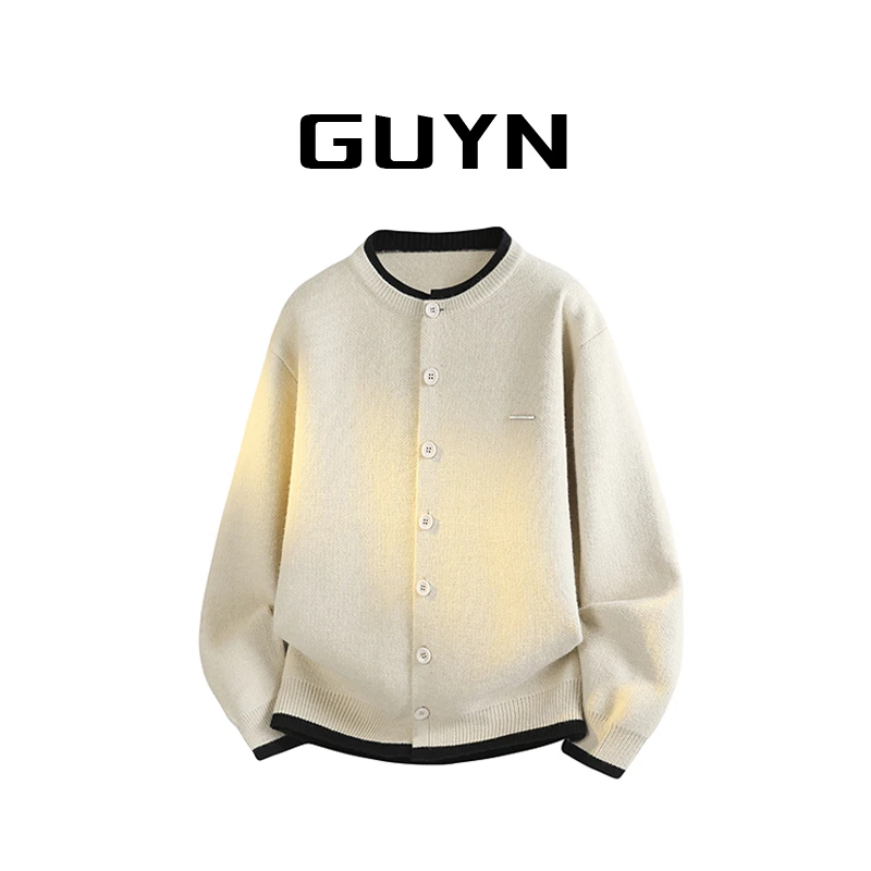 品牌正品现货】GUYN美式休闲开衫毛衣男秋季慵懒纽扣宽松外套男装