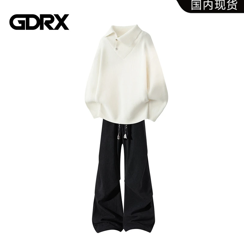 GDRX美式轻奢男装毛衣套装2025冬季新款潮流针织衫休闲两件套男,男装,大码上装,淘宝优惠券,粉丝福利购,淘宝优惠卷