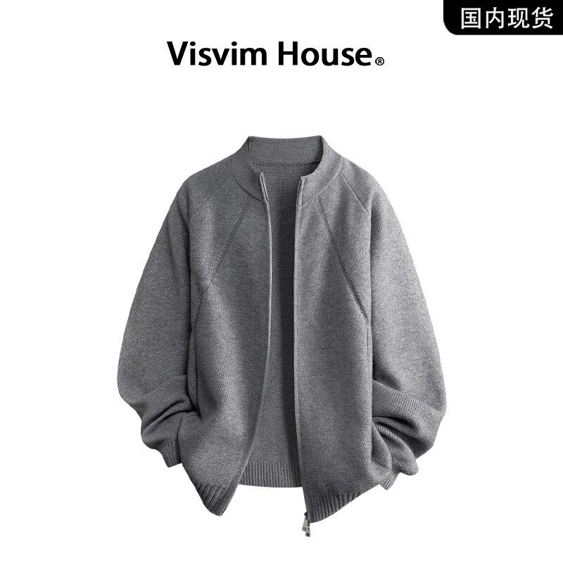 品牌现货撤柜】VISVIM HOUSE秋季圆领慵懒针织拉链开衫毛衣男潮