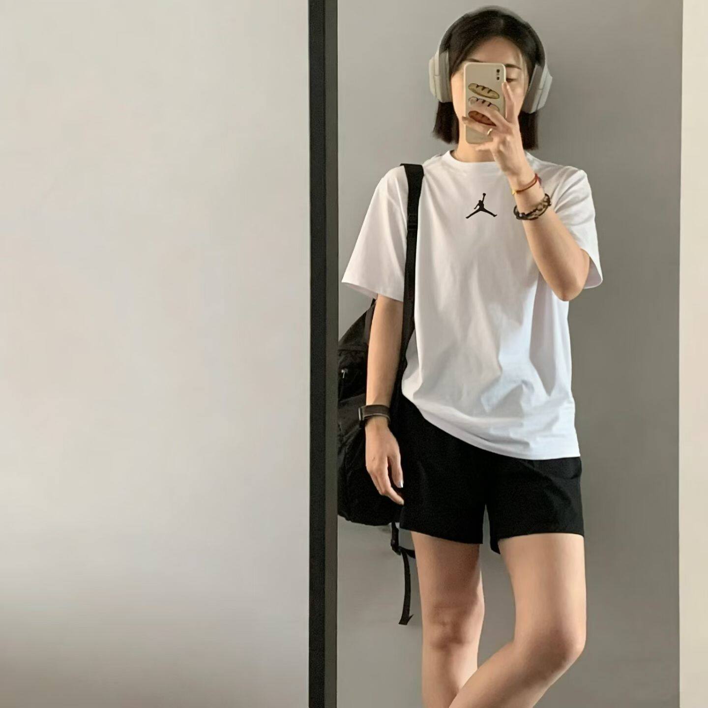 NIKE耐克JORDAN女子夏新款圆领网眼透气跑步训练运动休闲短袖T恤