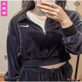 上衣DQ5939 Nike耐克女装 灯芯绒半拉链翻领套头衫 春款 短款