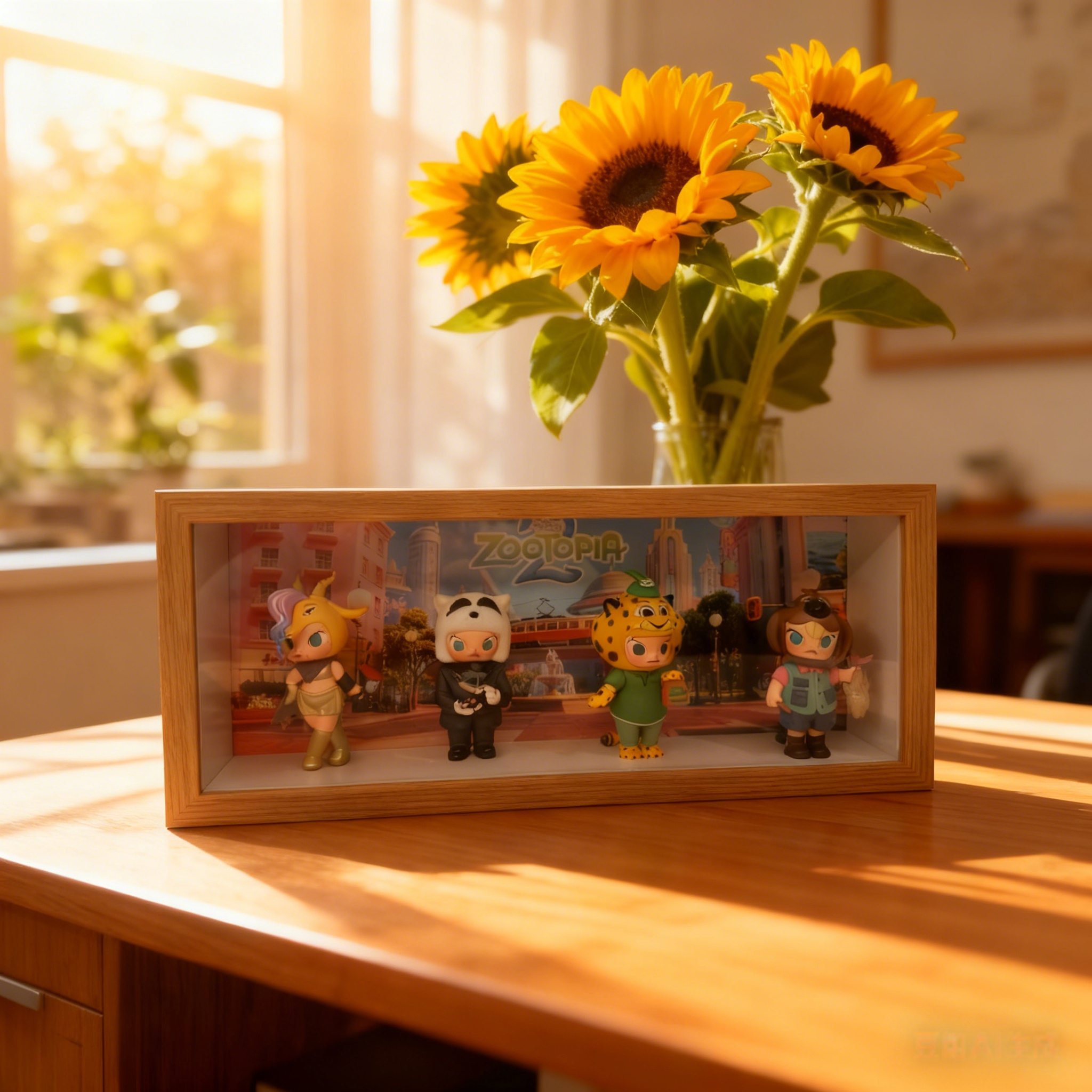 molly疯狂动物城盲盒收纳盒防尘造景抽拉展示架盲盒收纳展示相框