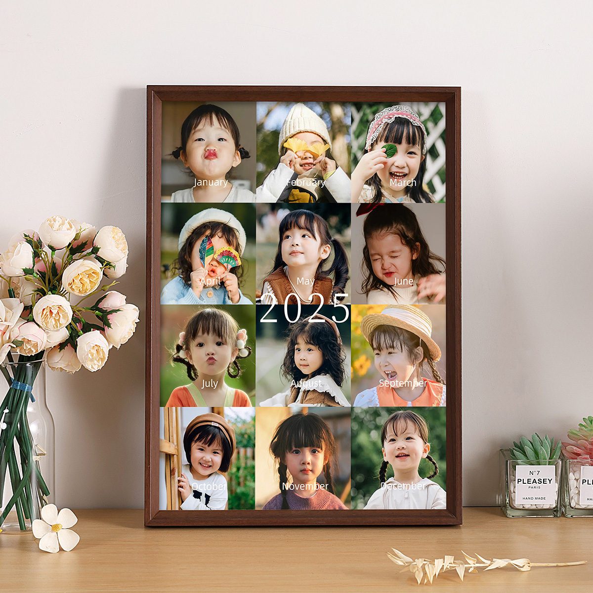 儿童宝宝成长一周岁纪念相框摆台洗照片做成相册记录定制diy礼物