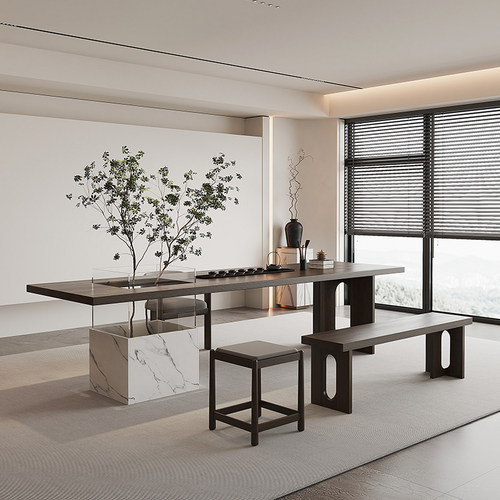 纯实木办公室轻奢茶台禅意