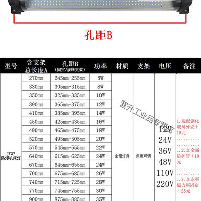 防水防爆机床工作灯220V加工中心设备照明灯数控LED机床三防灯24V