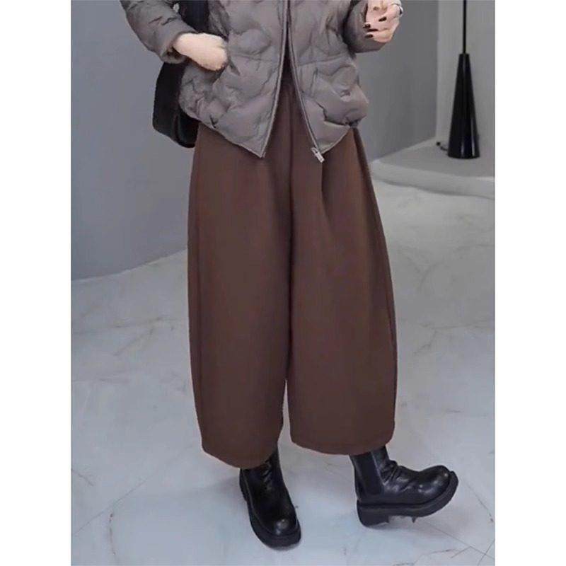 咖色毛呢休闲裤女秋冬新款欧货大码显瘦高腰小个子弯刀阔腿气球裤,女装/女士精品,休闲裤,淘宝优惠券,粉丝福利购,淘宝优惠卷