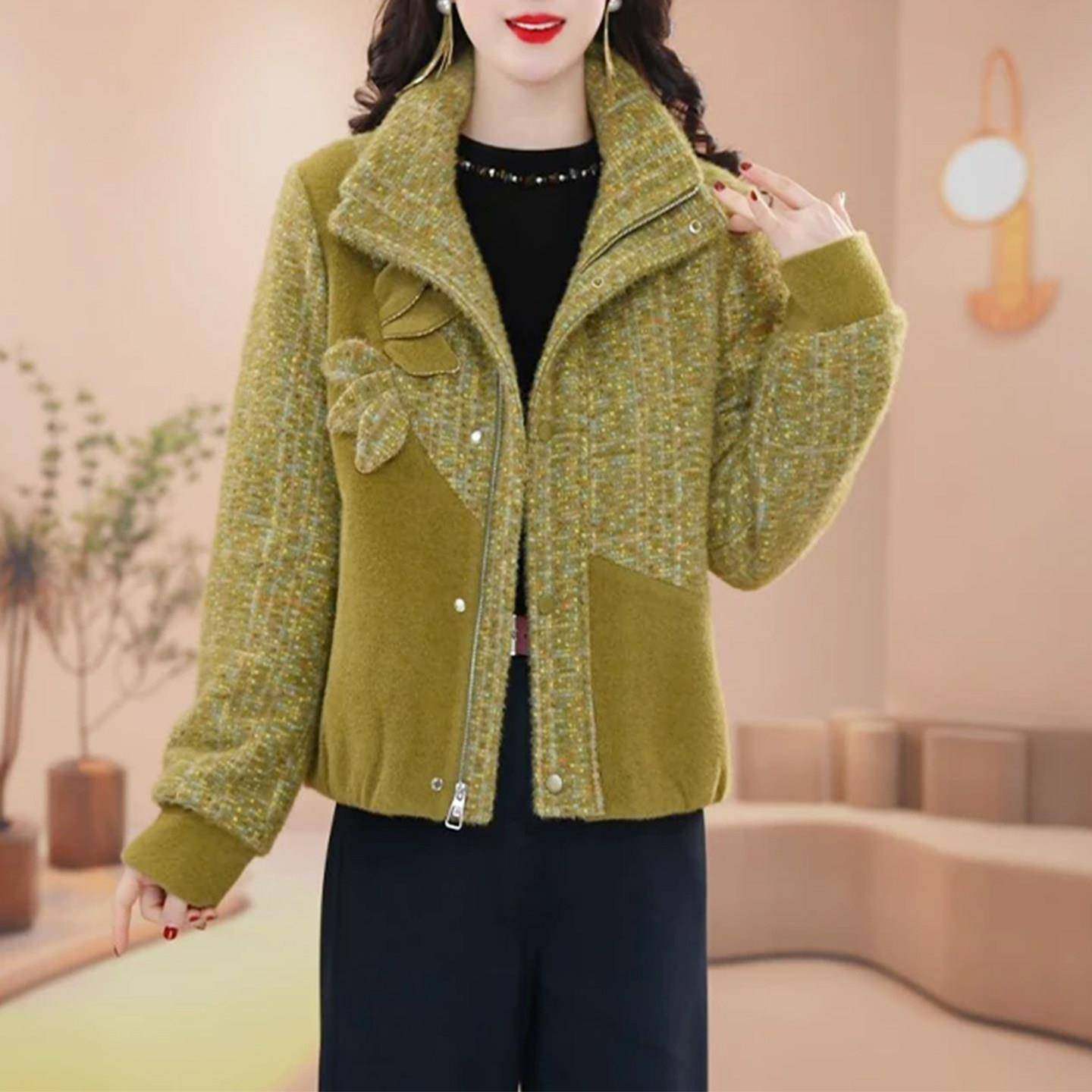 2025冬季新款气质显瘦拼接夹棉加厚棉衣Z时尚保暖妈妈装大码棉服,女装/女士精品,短外套,淘宝优惠券,粉丝福利购,淘宝优惠卷