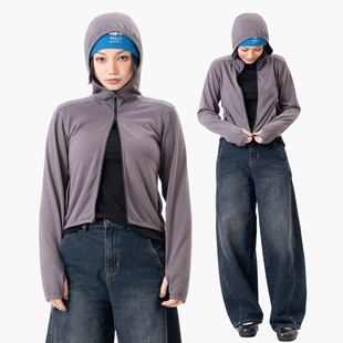 Link Exchange双拉头修身抓绒连帽衫小外套卫衣_优雅机能运动风