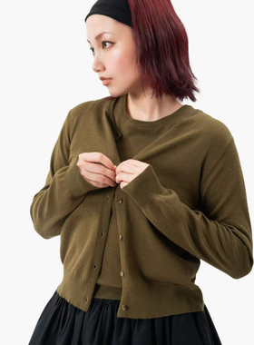 Link Exchange优雅圆领针织开衫外套/无袖短款背心_四季可穿