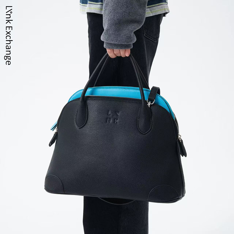 Link Exchange荔枝纹牛皮撞色包中包 ‘Rylee’ _两用大号贝壳包