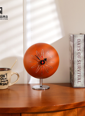 法式中古风尼尔森Desk Clock丸形桌面钟北欧设计师复古装饰台钟