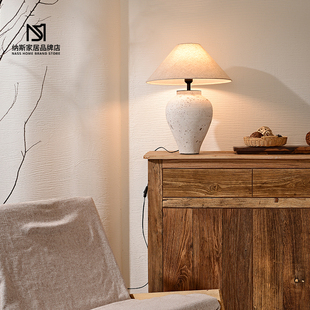 日式侘寂风手工陶罐台灯民宿设计师风格客厅卧室中式摆件装饰台灯