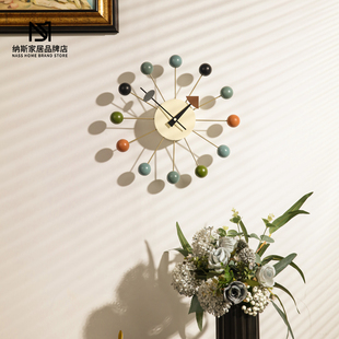 法式 饰摆件壁钟 中古风彩球挂钟北欧设计师尼尔森客厅卧室书房装