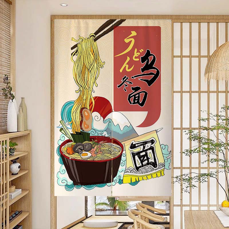 商用防油烟门帘面馆专用拉面半开式门帘 布艺免打孔隔断帘可客制