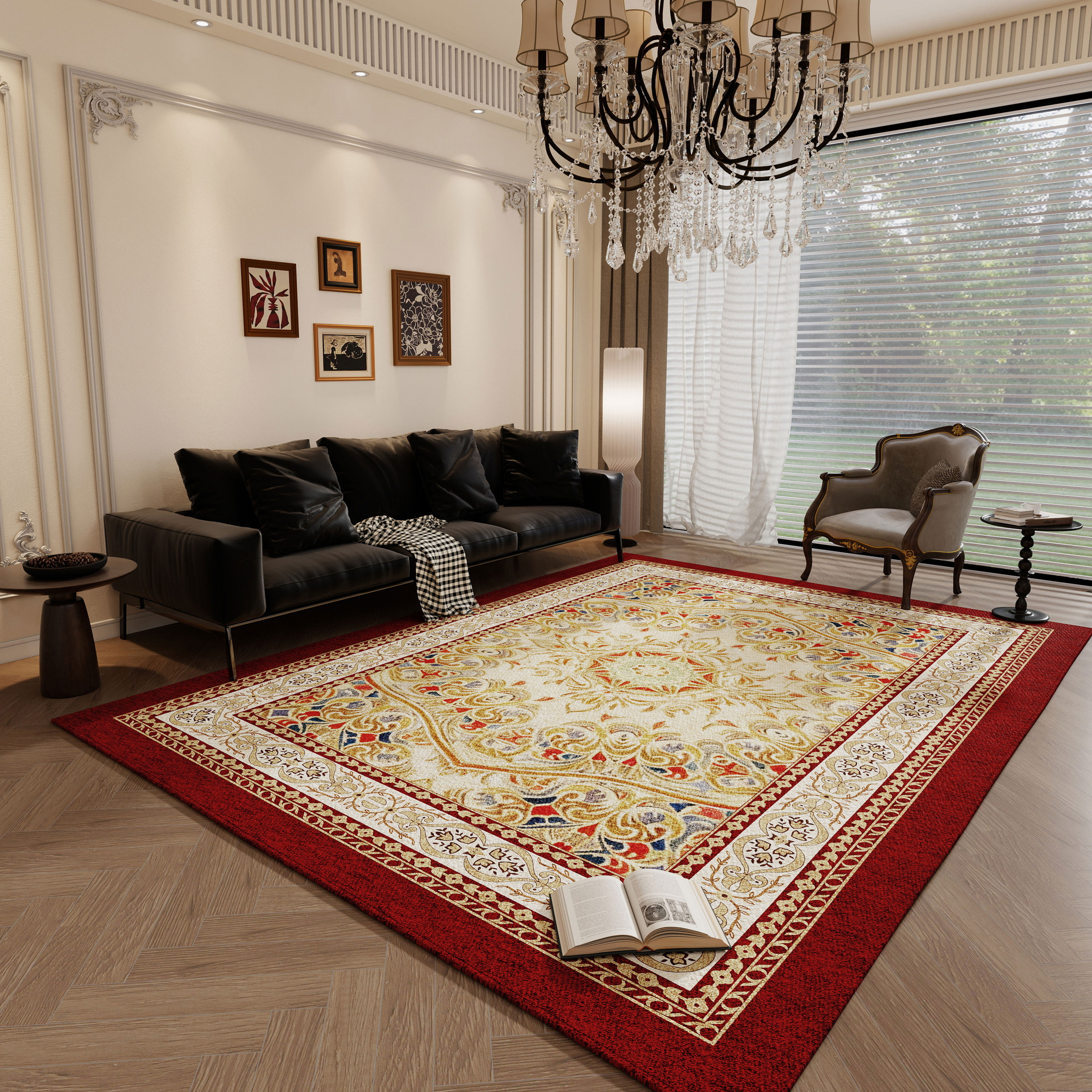 复古风客厅地毯沙发茶几垫欧式家用卧室垫子全铺地垫无甲醛可定制