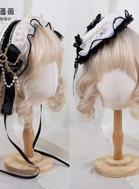 星尘蔷薇lolita原创设计发饰草帽洛丽塔礼帽夹甜酷KC蕾丝珍珠发带