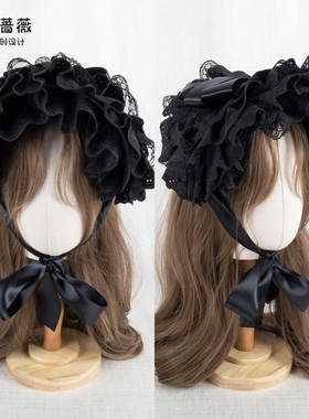 星尘蔷薇lolita原创设计bnt扁帽哥特风甜酷百搭蕾丝发饰波奈特帽