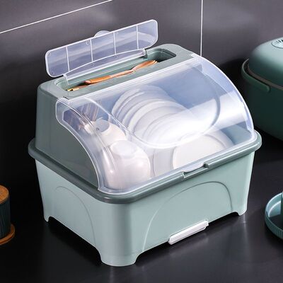 装碗筷收纳盒放碗箱沥水厨房用品带盖置物碗碟家用台面碗柜收纳架