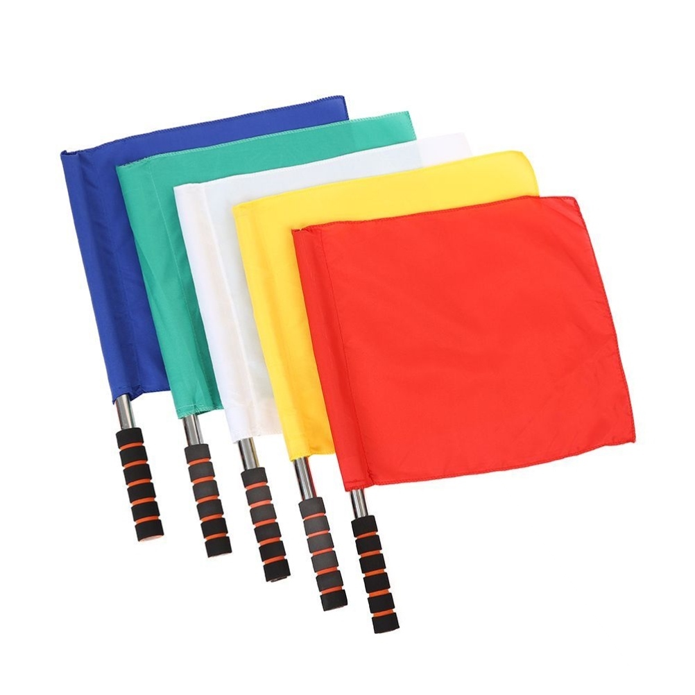 手持红黄绿发令旗交通指挥手旗足球巡边旗铁路信号旗运动会裁边旗