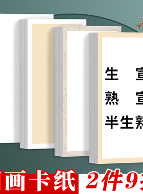 长方形空白加厚熟宣生宣卡纸画书法软卡镜面画工笔麻纸书法绘画