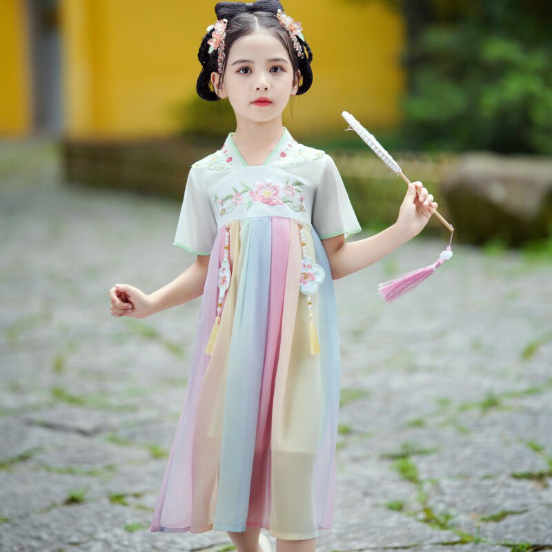 女童汉服春款儿童古装超仙连衣裙新款夏装女宝宝公主裙子春节