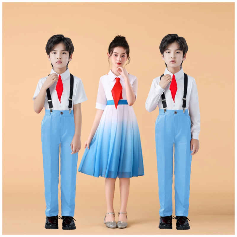 儿童大合唱演出服红色比赛