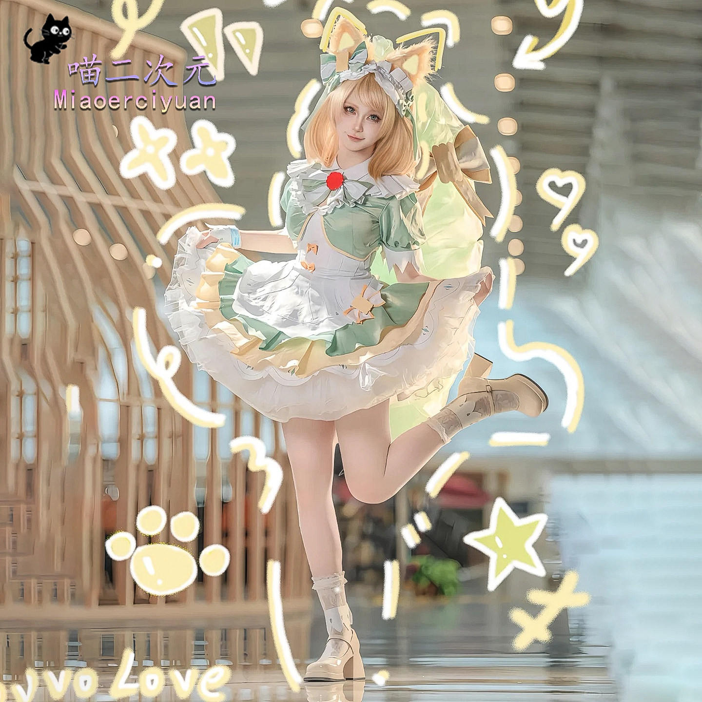 妲己cos服王者荣耀女仆咖啡星元