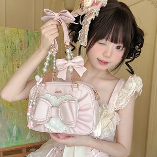 甜美少女古早感lolita原创斜跨手提多用女包 桃桃小方盒 全款 预
