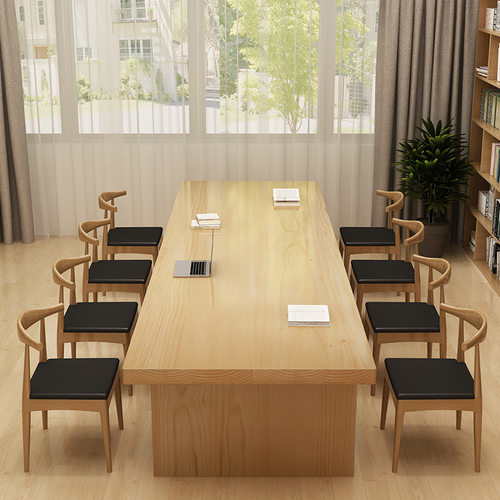 实木书桌家用大板桌客厅阅读桌椅组合书画桌休闲区做手工简约风格