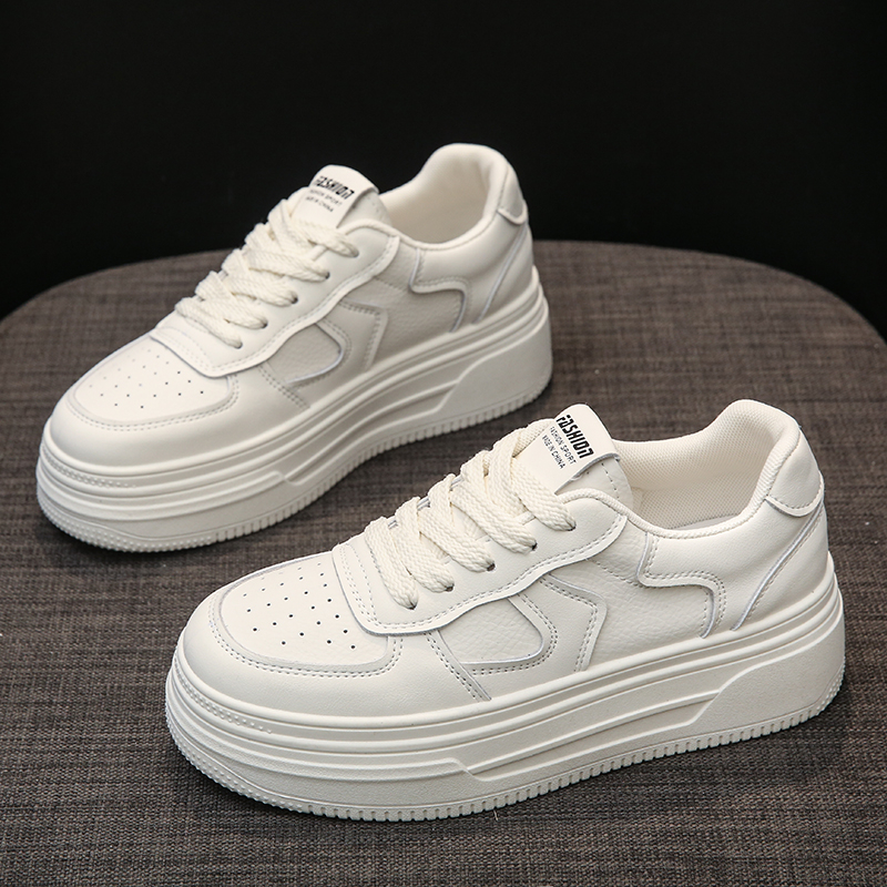 真皮小白鞋女2025秋季新款百搭爆款松糕厚底轻便软底运动休闲板鞋