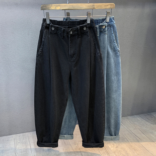 高阶重磅水洗复古潮牌牛仔裤男士2025新款美式宽松直筒大码长裤子