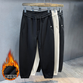 子男休闲裤 冬季 美式 宽松束脚运动裤 重磅奥粒绒加绒卫裤 男2025新款