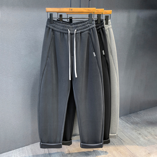 针织运动长裤 专柜品质灰色弯刀卫裤 微宽松小直筒休闲裤 秋季 子 男士