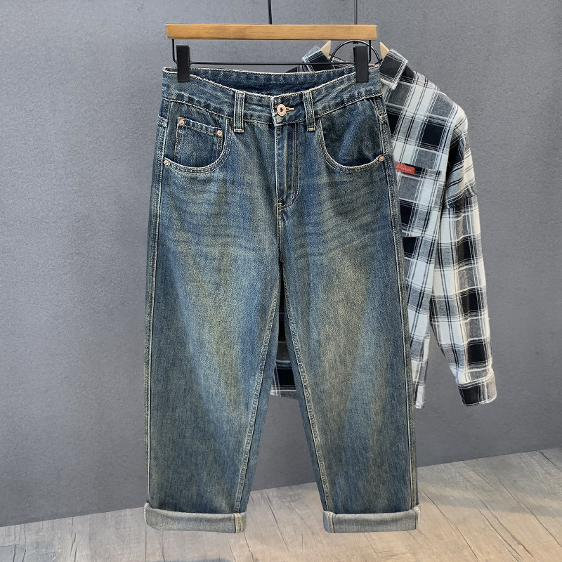 春秋季新款美式复古牛仔裤男士宽松直筒阔腿裤潮流百搭休闲长裤子,男装,牛仔裤,淘宝优惠券,粉丝福利购,淘宝优惠卷