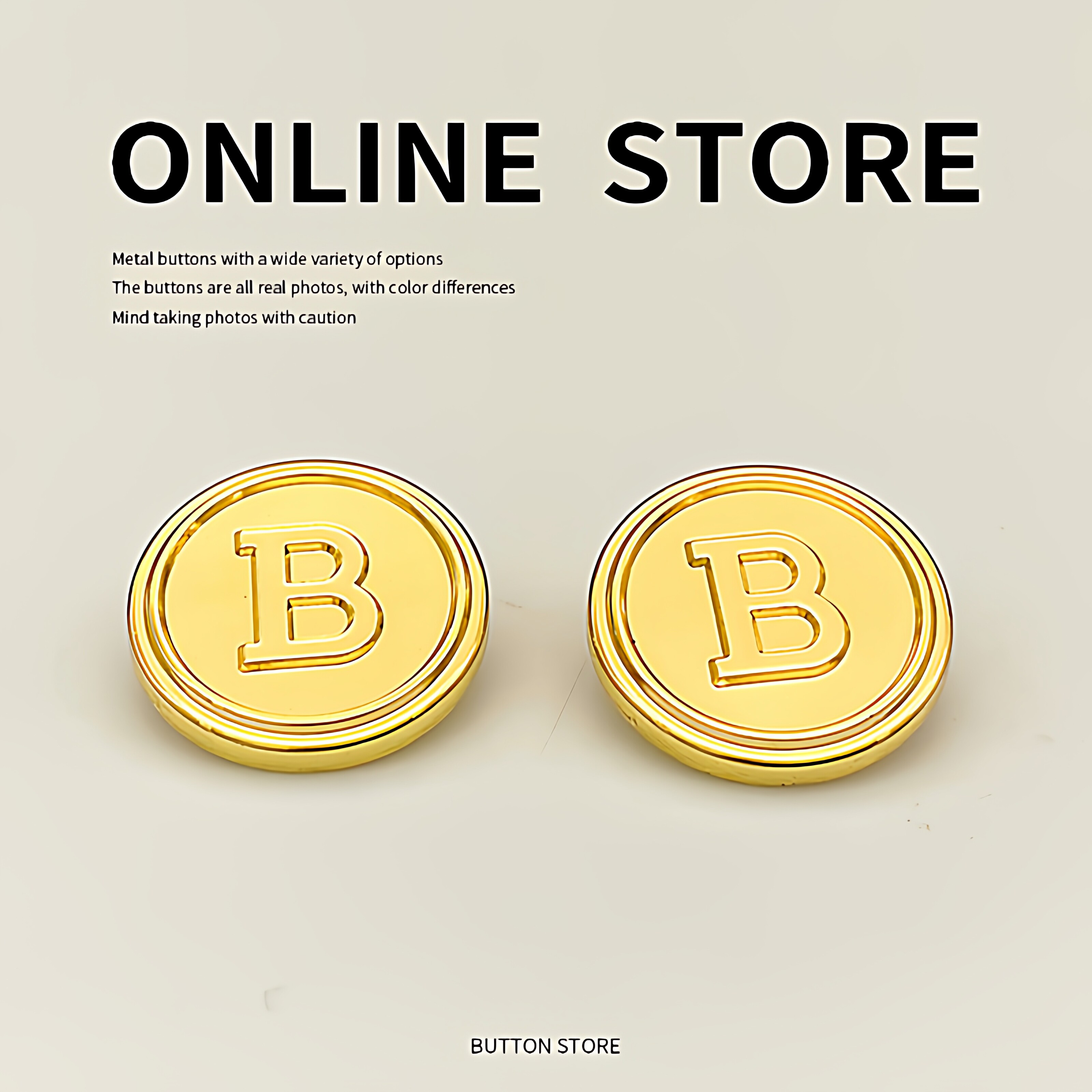 金色B家风衣大衣皮草纽扣时尚金属西装外套上衣扣子圆形毛衣钮扣 - 实物图