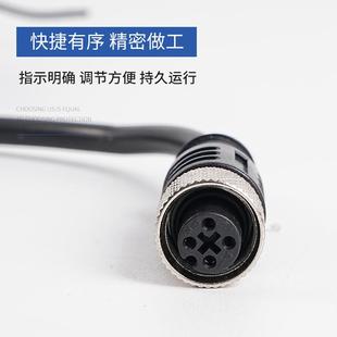 M8M12传感器连接线航空插头4芯5芯PNP接近开关带灯弯头4孔直插NPN