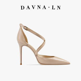 尖头包头凉鞋 DAVNA`LN裸色高跟鞋 细跟时尚 夏季 女气质女神2025新款
