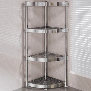 304不锈钢浴室转角置物架卫生间厕所三角架马桶旁边落地收纳架子