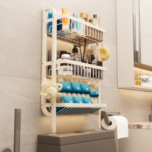 马桶上方多功能置物架后方空隙收纳架卫生间厕所洗漱台化妆品收纳