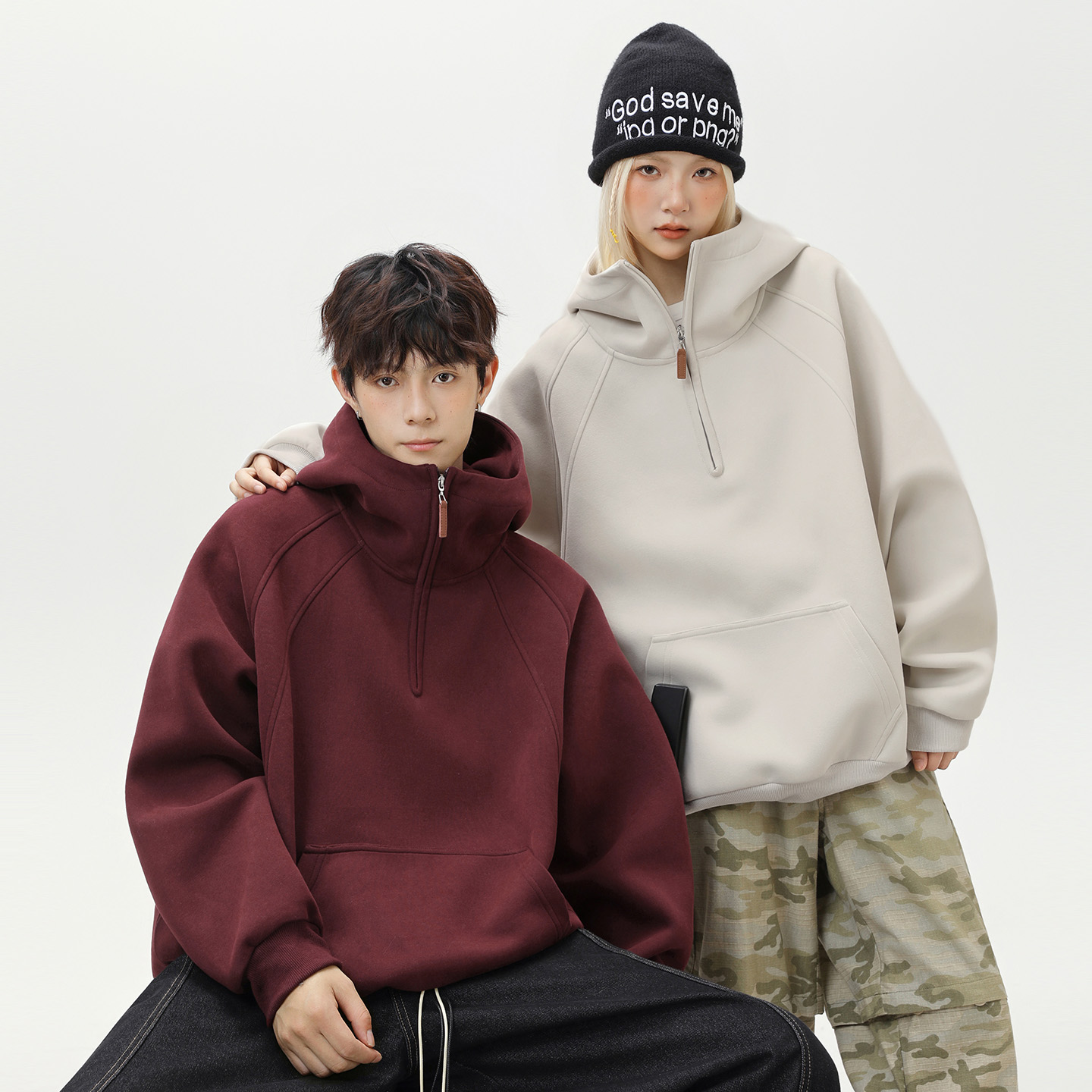 OFF-UP复古运动风连帽卫衣