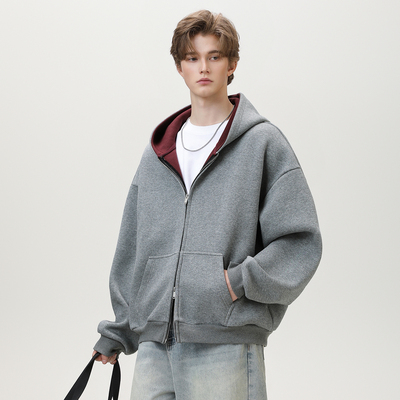 OFF-UP美式重磅开衫连帽卫衣